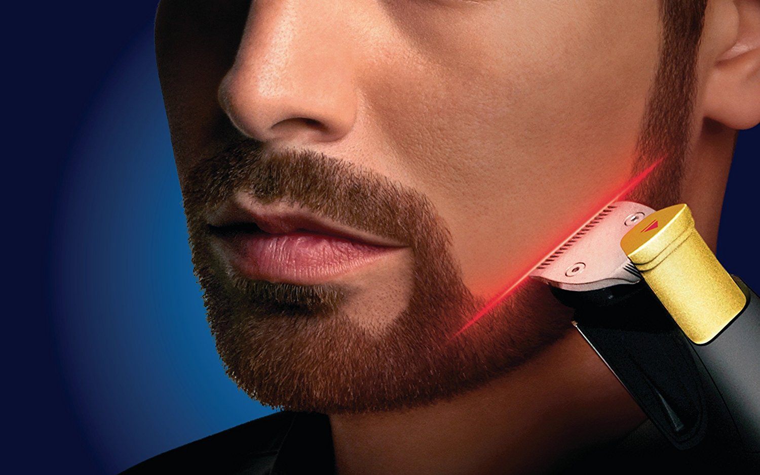 Philips series 9000 Laser Guided Beard Trimmer in use